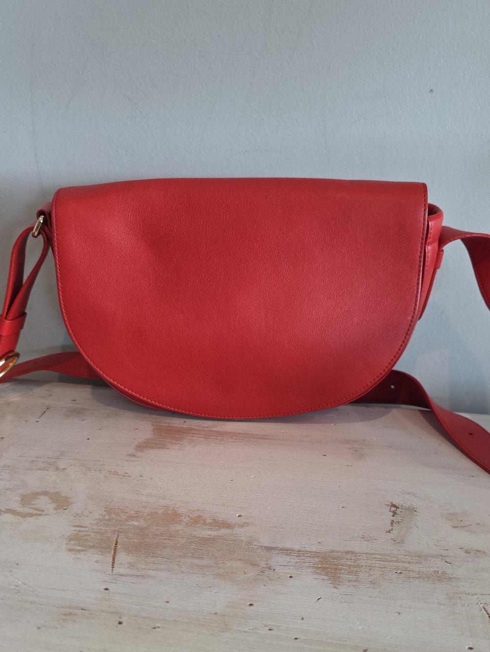 Cuyana Red Leather Half Moon Bag